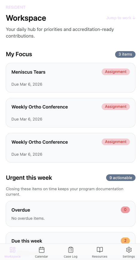 Cairns Program Overview mobile dashboard showing needs attention queue and program stats